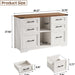 Farmhouse Lateral File Cabinet with 6 Drawers, Rustic White