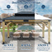 13FT X 15FT Outdoor Wooden Gazebo - Patio Wood Frame Gazebo with Galvanized Steel Hardtop, Heavy-Duty Hardtop Gazebos for Garden, Poolside, Deck, Backyard