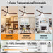 52 Inch Modern Ceiling Fan with Light and Remote & APP Control, ABS Ceiling Fan with 3 Blades and Downrods, Reversible Quiet DC Motor, Farmhouse Ceiling Fan for Bedroom Living Room Patio Porch