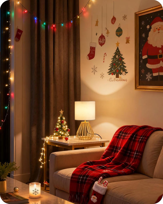 Gold Table Lamp, Small Gold Bedside Lamp with Metal Base & White Linen Lampshade, Modern Nightstand Lamp, Little Cute Desk Lamp for Bedroom, Living Room, 2700K LED Bulb Included, DCW06TL05