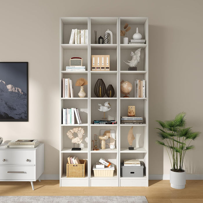 Corner Bookshelf, 6-Tier 3-In-1 Narrow Cube Storage Shelf, White