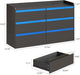 47.2" Modern Black Dresser with Power Outlet and LED Lights
