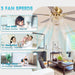 52 Inch Gold Ceiling Fans with Lights and Remote Crystal Chandelier Fan