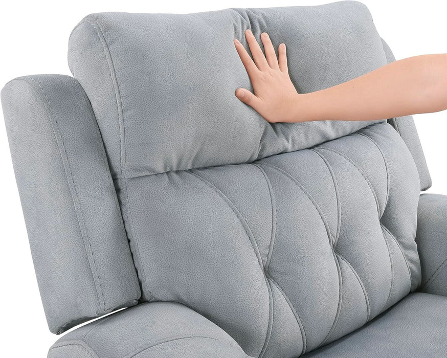 Wll Hugger Power Double Reclining Sof, Microfiber Home Theter Seting, Chrging Ports/Hidden Cup Holders/djustble Hedrest/Dimond Tufting, Power Recliner Couch for Living Room, Gry
