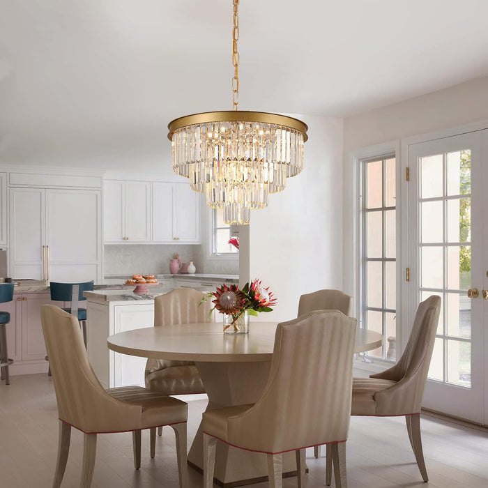 Gold Crystal Chandelier 24Inch 12Lights Ceiling Fixture