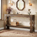 63 Inch Entryway Table, Modern Rustic Entry Table with Scalloped Edge & Storage Shelf, Accent Narrow Long Sofa Table behind Couch Console Tables for Entryway, Living Room, Dark Brown