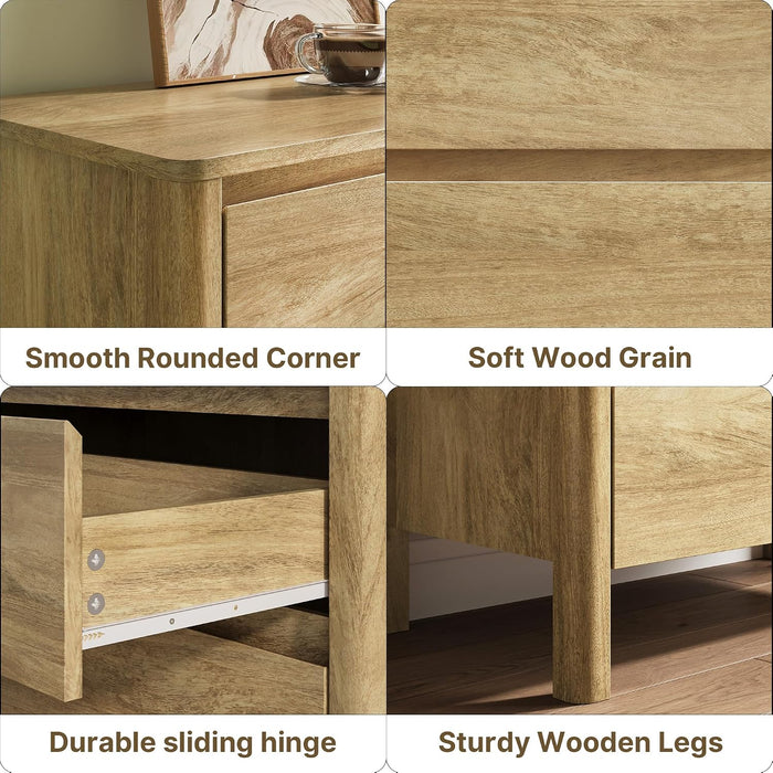 Oak 8 Drawer Dresser for Bedroom, 55" Wide Modern Wood Dresser