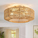 Boho Caged Rattan Fandelier Ceiling Fans with Lights and Remote Control