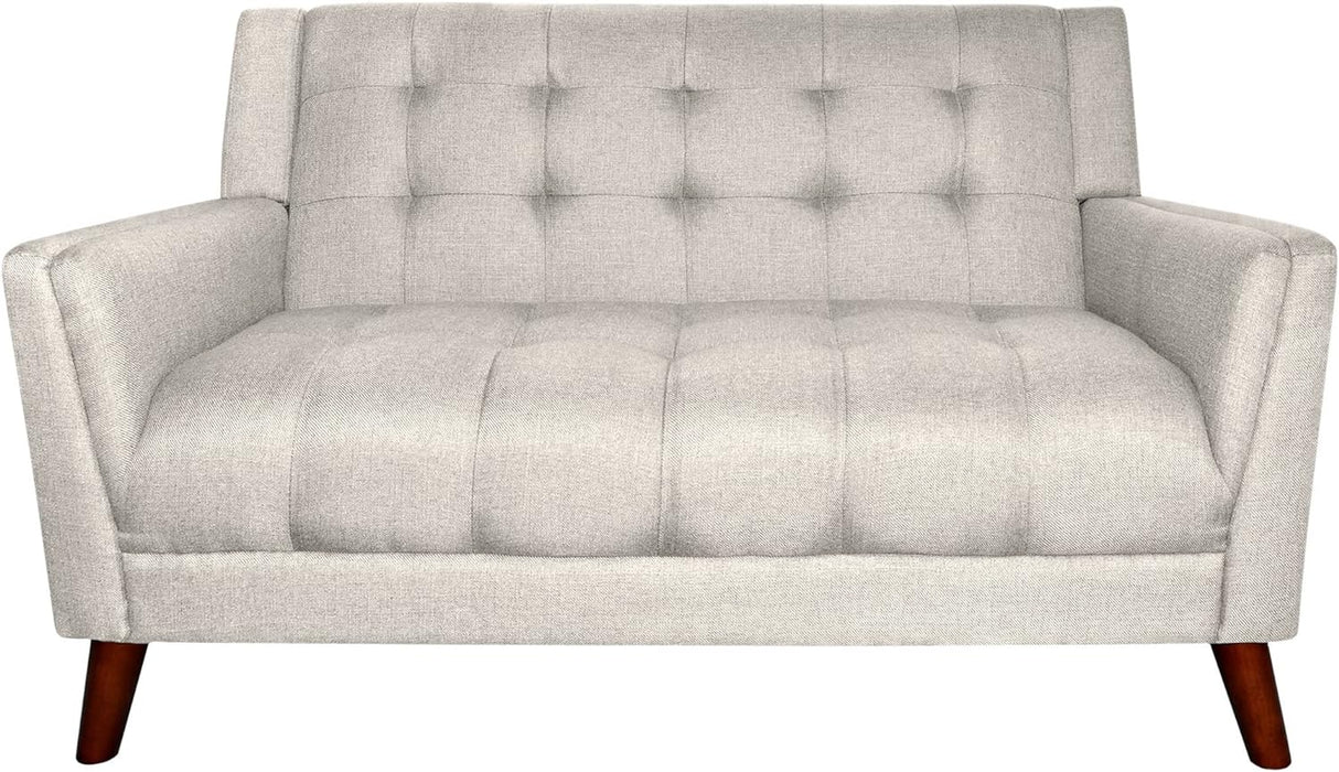 Mid-Century Modern Fabric Loveseat Beige