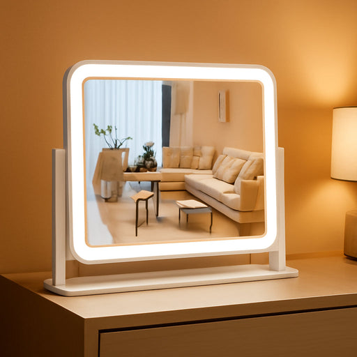 Vanity Mirror with Lights 14"×12" Makeup Mirror with Lights,Lighted Vanity Mirror Tabletop,Smart Touch with 3-Color Lighting,Dimmable,For Vanity Desk Tabletop