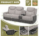 Recliner Sofa, 2 - Way Multi - Function Manual 3 Seater Couch with Cup Holders, Storage & USB Ports, Modern Multifunctional Sofa, Grey Linen & Leather Reclining Couch for Living Room