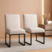 Kitchen & Dining Room Chairs Set of 2, Linen Fabric Mid Century Modern Dining Chairs, Upholstered Dining Chairs with Black Finish Metal Frame, Cream, 2 PC