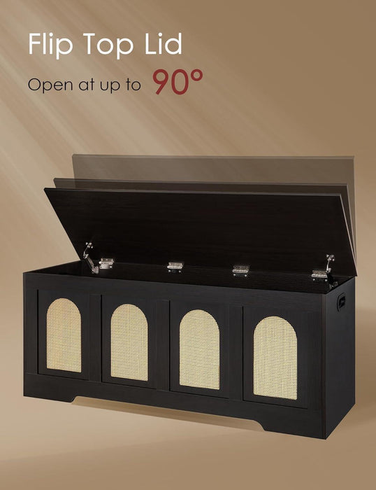 Espresso Natural 47.2-Inch Storage Chest Bench Flip-Top