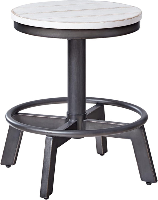 Torjin Industrial Adjustable Height Counter Barstool, 2 Count, White & Black