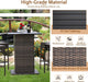 5-Piece Outdoor Bar Set, Wicker Rattan Bar Height Patio Set W/4 Cushion Bar Stools & Table with Hidden Storage, 5PCS Outdoor High Top Table and Chairs Set for Backyard Poolside (Navy Blue)
