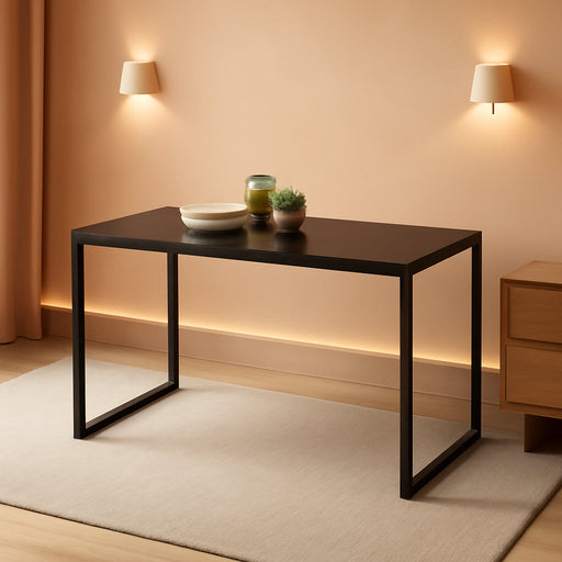 Jennifer 55 Inch Black Frame Desk, Computer Workstation, Office Desk, Easy Assembly, Deep Espresso