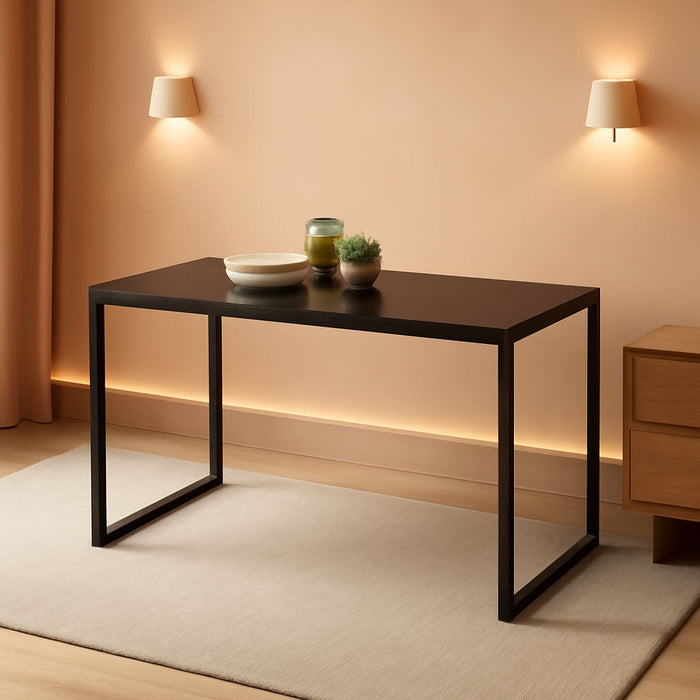 Jennifer 55 Inch Black Frame Desk, Computer Workstation, Office Desk, Easy Assembly, Deep Espresso