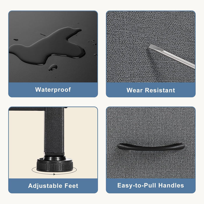 TV Stand Dresser with 5 Fabric Storage Drawers, Media Console Featuring Open Shelf for 45 Inch TV, Compact Entertainment Unit for Bedroom, Living Space, or Dorm Organization, Grey