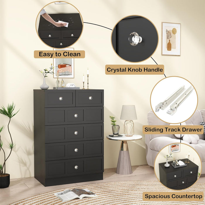 Black TwentyFourInch Fluted Dresser For BedroomSpace