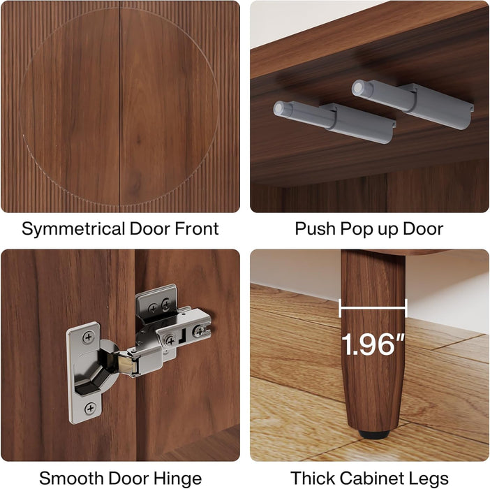 Buffet Cabinet Sideboard with Storage, Modern Storage Cabinet Sideboard Buffet Table with Doors for Living Room Kitchen Dining Room (Brown)