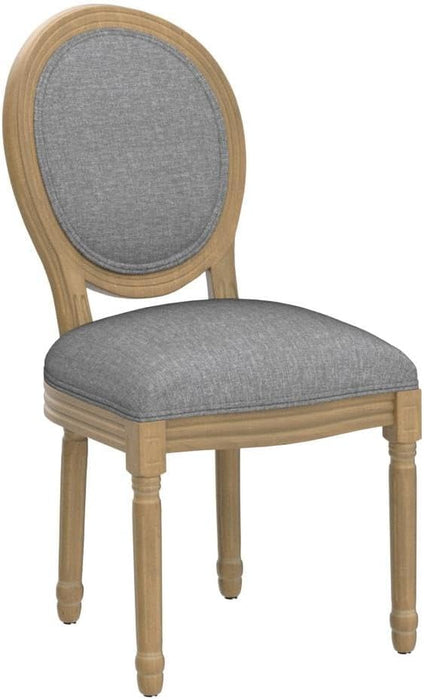 French Country Dining Chairs Set of 2, Upholstered Dining Room Chairs with round Back Farmhouse Kitchen Chairs for Living Room, Kitchen, Restaurant (Lightgrey-Round)