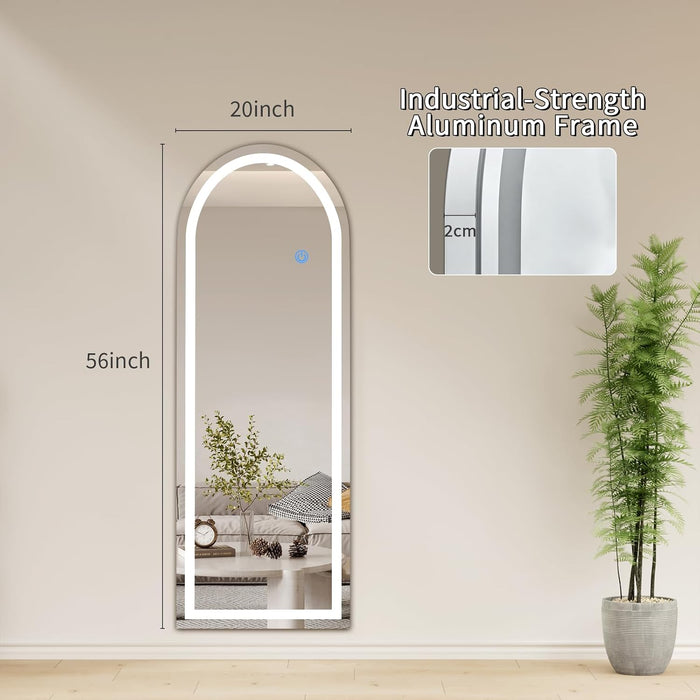 Full Length LED Light Floor Mirror, 56 x 20 Inches