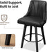 Counter Height Swivel Bar Stool, 24" Upholstered PU Leather Barstools Set of 4, Counter Stool Chair with Back & Solid Wood Legs for Kitchen Island Dining Room (Black)