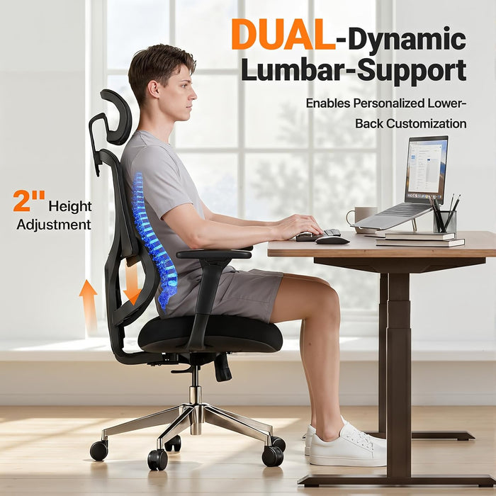 Big & Tall Ergonomic Mesh Office Chair 400 Lbs with Lumbar Support, Recline