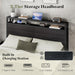 Full Size Bed Frame with Storage Headboard & Charging Station, Industrial Metal Platform Bed with Large Under-Bed Storage, Heavy Duty Slats, No Box Spring Needed, Black