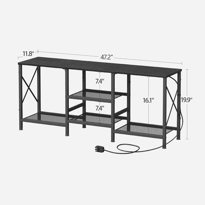 TV Stand with LED Lights for 55 Inch TV, Entertainment Center with 3-Tier Open Shelves, TV Console Table for Living Room, Bedroom, Black
