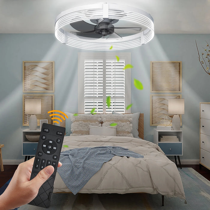 Low Profile Ceiling Fan with Lights: Modern Flush Mount Ceiling Fans with Lights and Remote Control, Dimmable LED 3 Color 6 Speeds Timing Reversible Blades Ceiling Fans for Bedroom Living Room, White