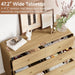 6 Drawer Dresser for Bedroom, 47.2” Wide Modern Chest of Drawers with Curved Profile Design, Wooden Dresser TV Stand with Gold Metal Handles, Large 6 Drawer Dresser for Bedroom, Living Room