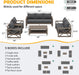 Aluminum Patio Furniture Set, 8 Pieces Modern Metal Outdoor Furniture, Faux Wood Grain Finish Frame Patio Sofa Sets with 6" Cushion for Backyard, Dark Grey (Included Waterproof Covers)