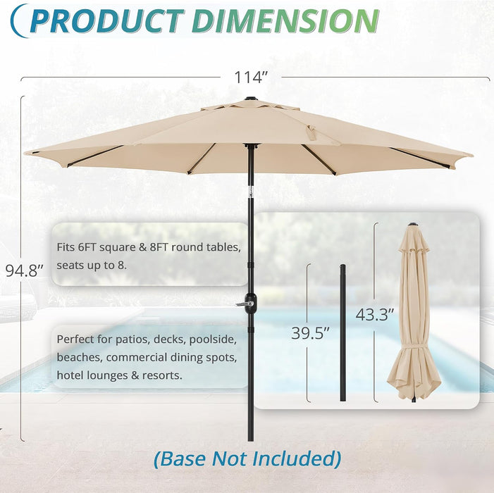 10FT Patio Umbrella, Pool Umbrella Outdoor, Tan | Easy-To-Use Tilt, Smooth One-Handed Crank, Waterproof Thickened Canopy, Wind Resistant for Outdoor Table, Deck, Pool