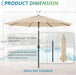 10FT Patio Umbrella, Pool Umbrella Outdoor, Tan | Easy-To-Use Tilt, Smooth One-Handed Crank, Waterproof Thickened Canopy, Wind Resistant for Outdoor Table, Deck, Pool