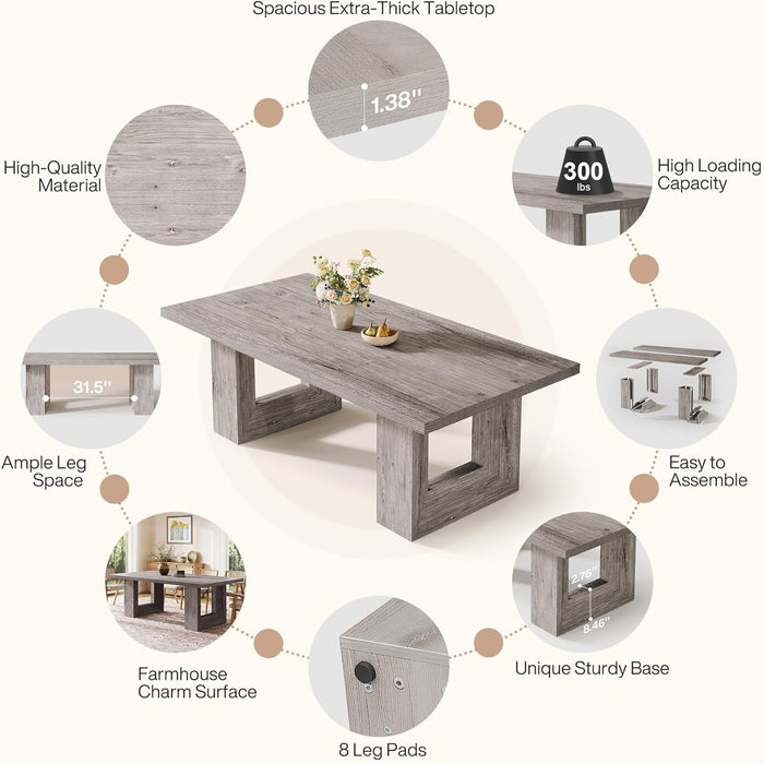 63Inch Grey Farmhouse Dining Table Geometric Frame