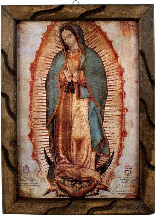 Mrcjsales - Our Lady of Guadalupe Oil Painting, 13"X18" Inches, Rustic Frame, Religious Art, Home & Church Decor