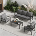 4-Piece Aluminum Patio Conversation Sets All-Weather Sectional Outdoor Furniture Set with Coffee Table & Cushions with Removable Covers for for Backyard, Garden and Poolside Easy Assembly(Gray)