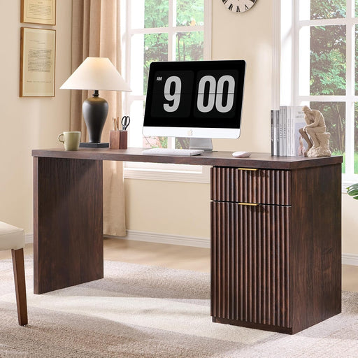 60-Inch Classic Dark Walnut Executive-Grade Desk Study