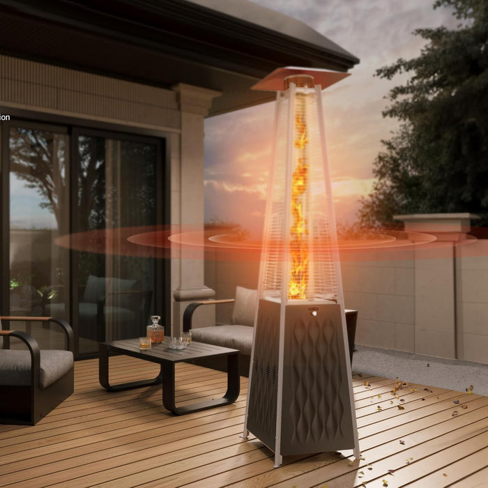 Pyramid Patio Heater, 48,000 BTU Outdoor Patio Heater, Quartz Glass Tube Propane Heater for Commercial & Residential, Triple Protection System, with Wheels, 2024 Upgrade, Bronze