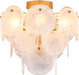 Modern Flush Mount Glass Ceiling Light, Gold Hallway Lights Vintage Chandelier, 4-Light Unique Light Fixture for Bedroom Entryway Loft Kitchen Laundry Bathroom Farmhouse