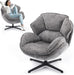 Swivel Accent Chair for Living Room, Upholstered Armchair with Metal Legs, Lounge Sofa Chair, Comfy Leisure Chairs for Bedroom Reading (Gray)