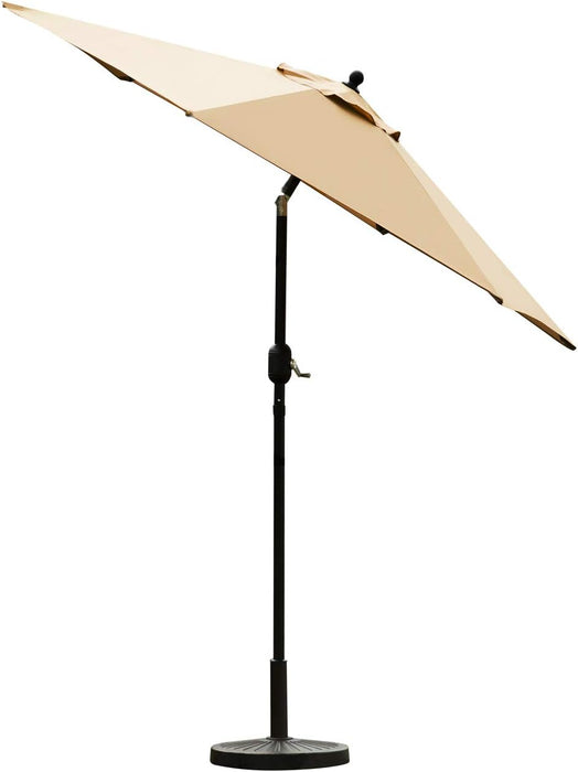 7.5' Patio Umbrella Outdoor Table Market Umbrella with Push Button Tilt/Crank, 6 Ribs (Tan)