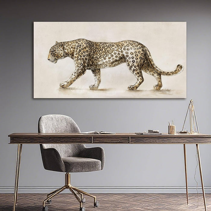 Leopard Canvas Wall Art, Neutral Textured Big Cat Art Prints, Modern Wildlife Wall Decor for Living Room Bedroom Office 20X40 Inch