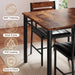 Dining Table Set for 2, Small Kitchen Table with Upholstered Chairs Dinning Table Set for Kitchen & Dining Room, Compact Dining Set for Small Spaces, Rustic Brown