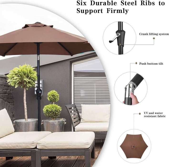 aluminum or steel patio umbrella 7.5 Foot Aluminum Patio Umbrella Tilt Crank Outdoor Shade