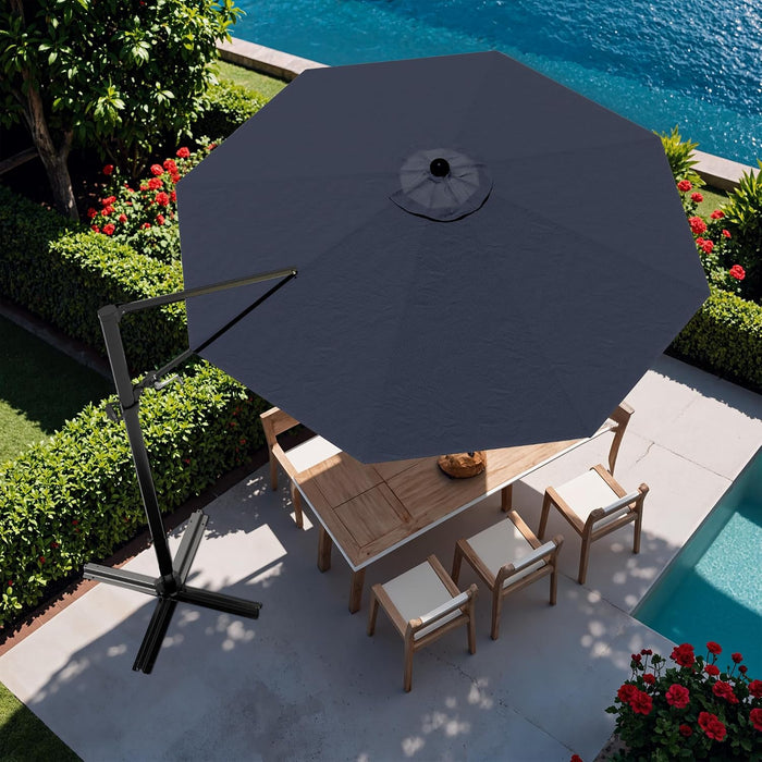 10Ft Cantilever Patio Umbrella, round Large Outdoor Umbrella with 360-Degree Rotation, Hanging Offset Market Sun Umbrella, Easy Tilt and Heavy-Duty Frame, for Patio Backyard Garden, Navy Blue