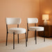 Modern Dining Room Chairs, Mid-Century round Upholstered Boucle Kitchen Dining Chairs with Black Metal Legs (2, White)