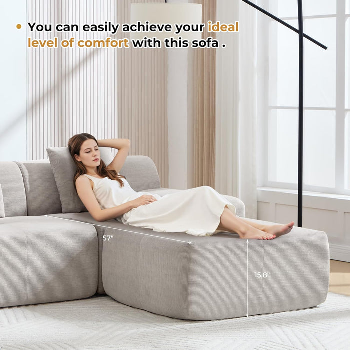 160-Inch U-Shaped Modular Sectional Sofa Camel Ottoman