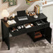 Farmhouse 47" Executive Desk,Computer Desk with Drawers and Storage Cabinet, Home Office Desk for Work and Study.Pure Black